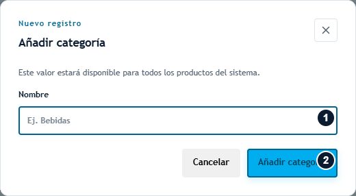 Completar y guardar la categoría Completar y guardar la categoría