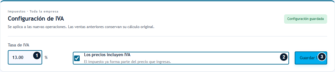 Configurar la tasa y la inclusión del IVA