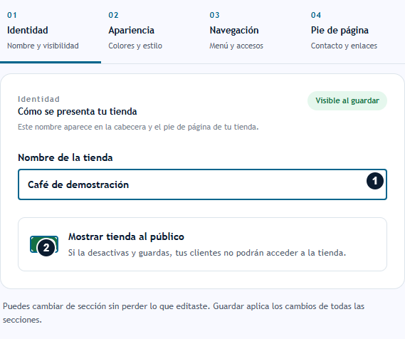 Cambiar el nombre y la visibilidad de la tienda Cambiar el nombre y la visibilidad de la tienda
