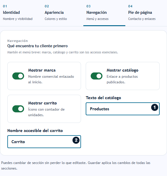 Configurar los accesos del menú Configurar los accesos del menú