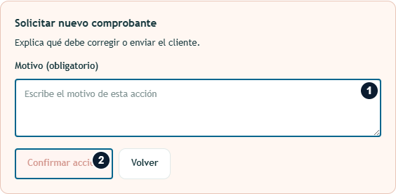 Solicitar un nuevo comprobante con motivo Solicitar un nuevo comprobante con motivo